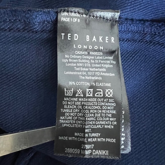 Ted Baker London Danikii High Waisted Denim Shorts Navy Blue Tie Waist Size 32 - Picture 9 of 16